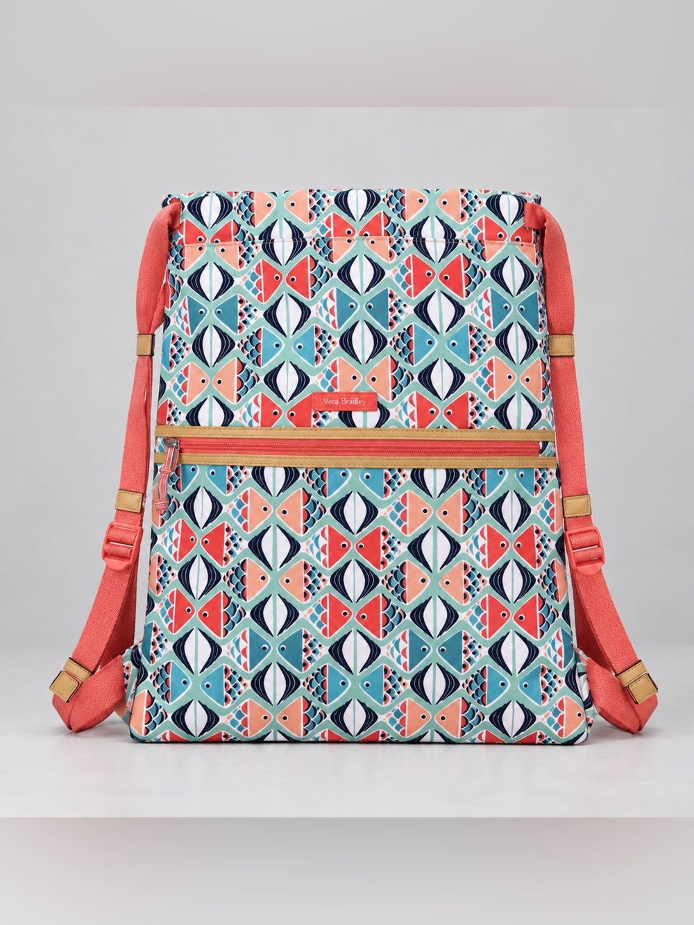 Vera Bradley Go Fish Lighten Up Backsack Travel Beach Coastal
